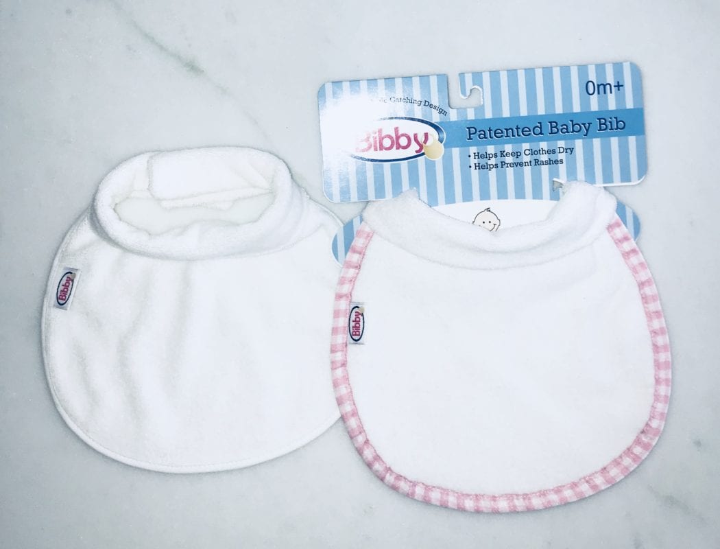 two Bibby bibs with patented collars